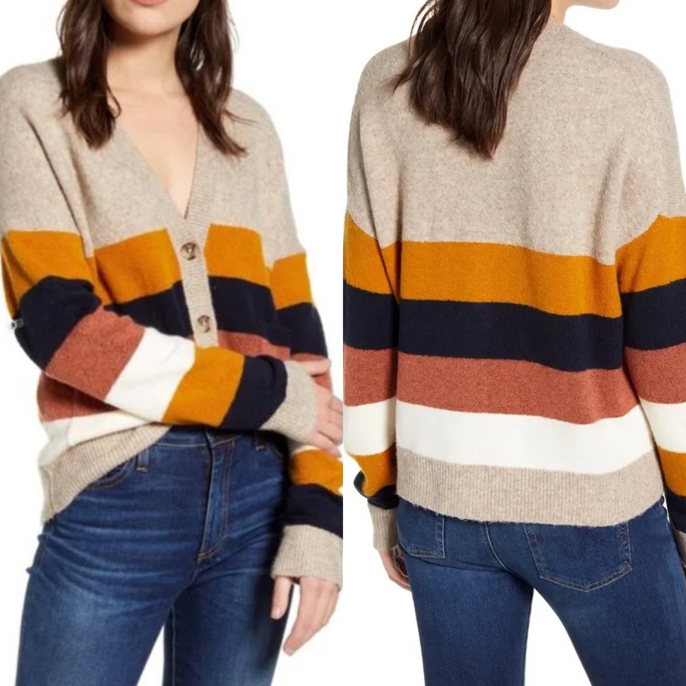 Madewell Kent Staunton Ex-Boyfriend Striped Cardigan Sweater S